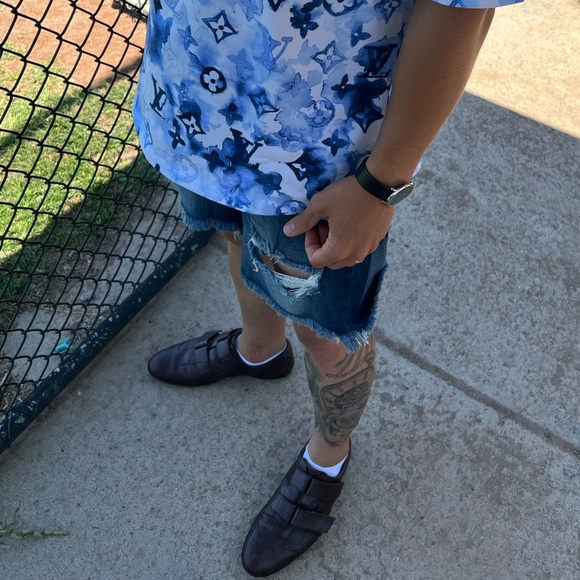 GUCCI GUCCISSIMA GG LEATHER SNEAKER SHOES VELCRO STRAP 091835 MONOGRAM BUCKLE 43 - Picture 9 of 16